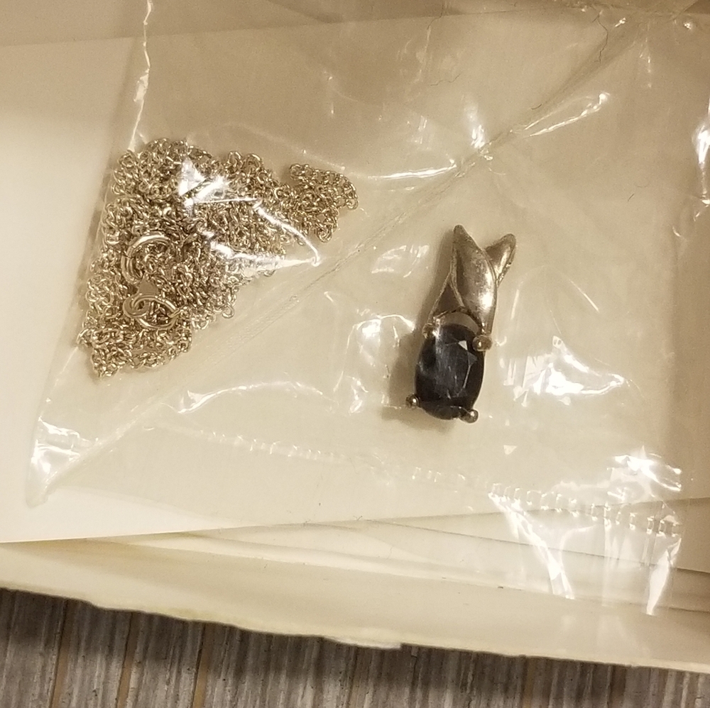 Avon Black Sapphire 925 Sterling Silver necklace